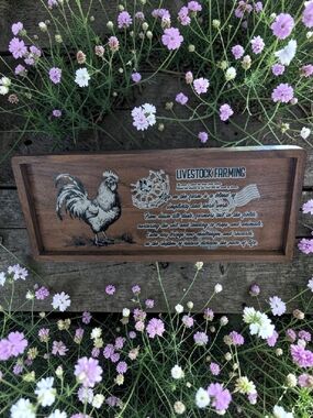 Rustic Livestock Farming Rooster Wall Plaque - Brown